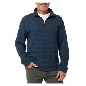 NEW Dockers Men's L Blue Quarter Zip Pullover Sweatshirt Cotton Blend G1815